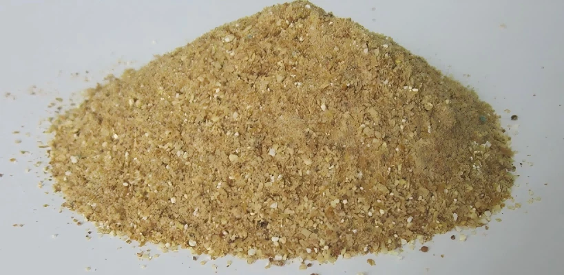 L‑Lysine Sulphate 70% feed grade granular sample, light brown amino acid feed additive powder pile for livestock poultry aquaculture L‑Lysine Sulphate 70% feed grade granular sample, light brown amino acid feed additive powder pile for livestock poultry aquaculture